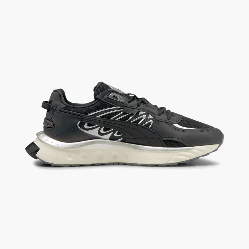 Black / Silver Puma Wild Rider Techno Men's Sneakers | 0948KNQIZ