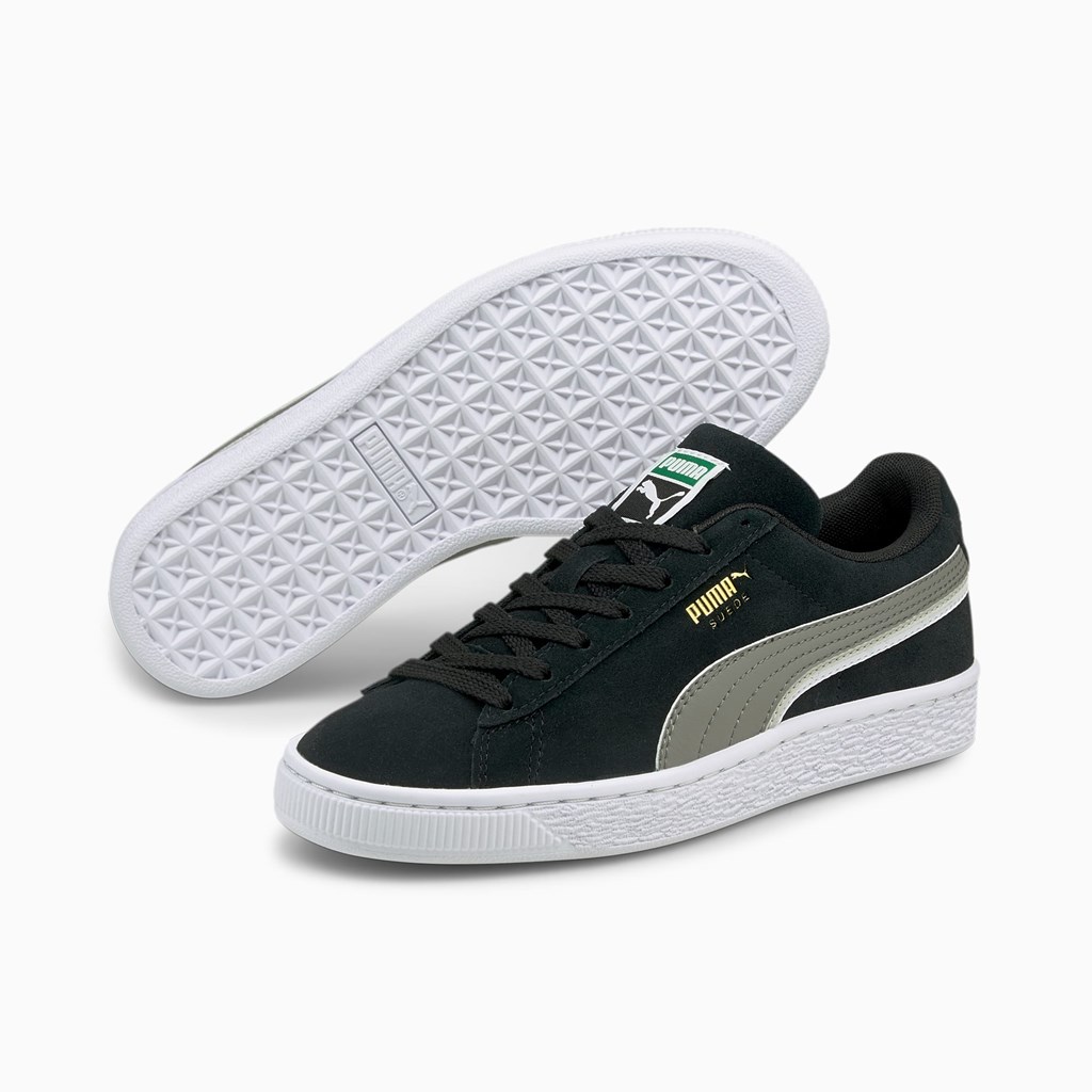 Black / Steel Gray / White Puma Suede Triplex JR Girls' Sneakers | 5941EQKDG