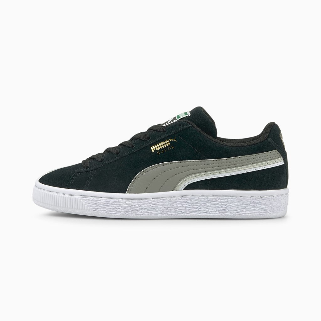 Black / Steel Gray / White Puma Suede Triplex JR Girls\' Sneakers | 5941EQKDG