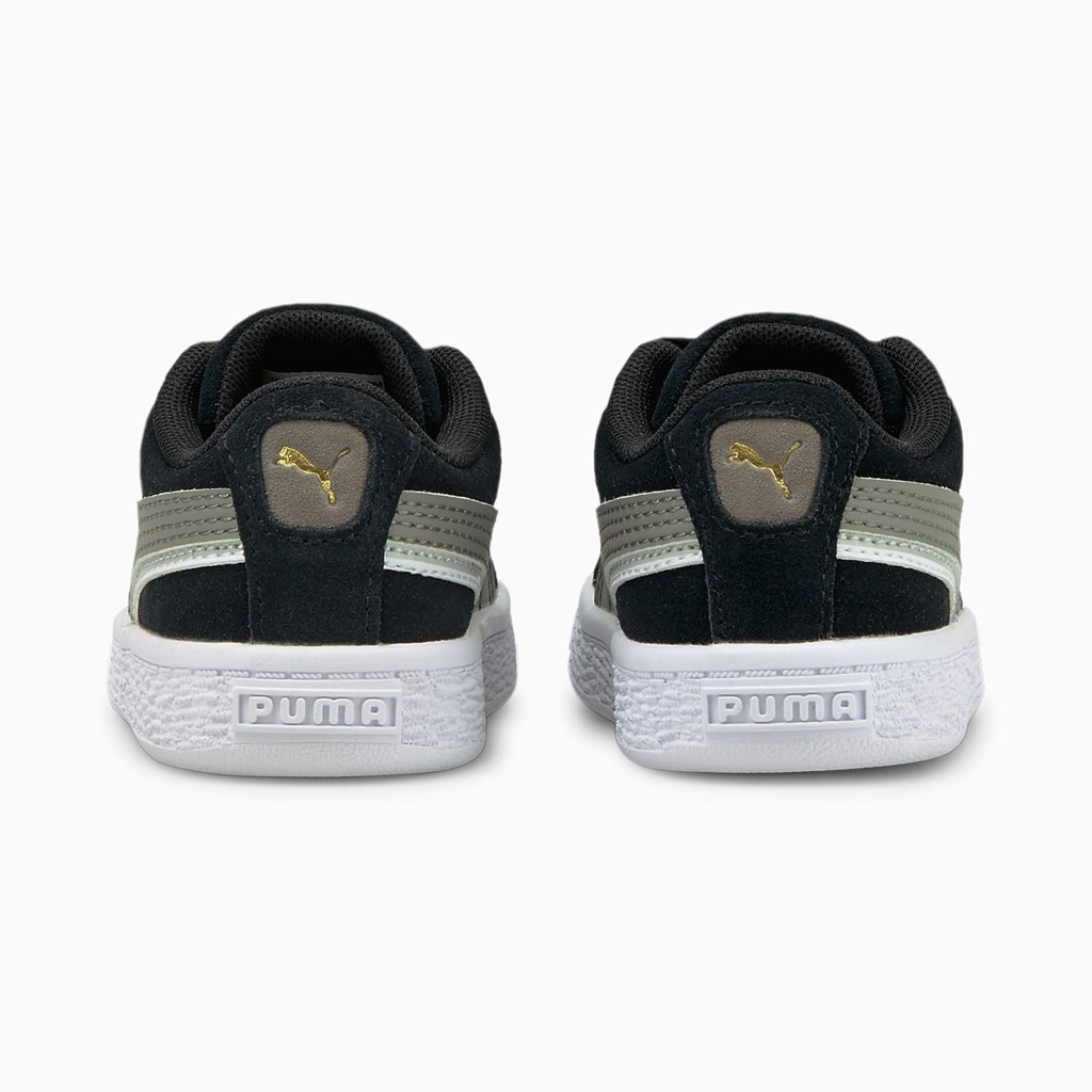 Black / Steel Gray / White Puma Suede Triplex Toddler Girls' Basketball Shoes | 6783NYZWS