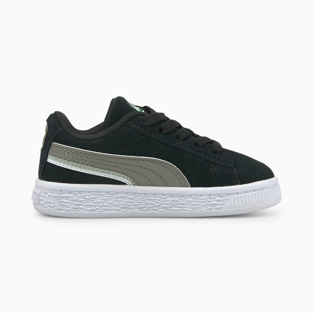 Black / Steel Gray / White Puma Suede Triplex Toddler Girls' Basketball Shoes | 6783NYZWS