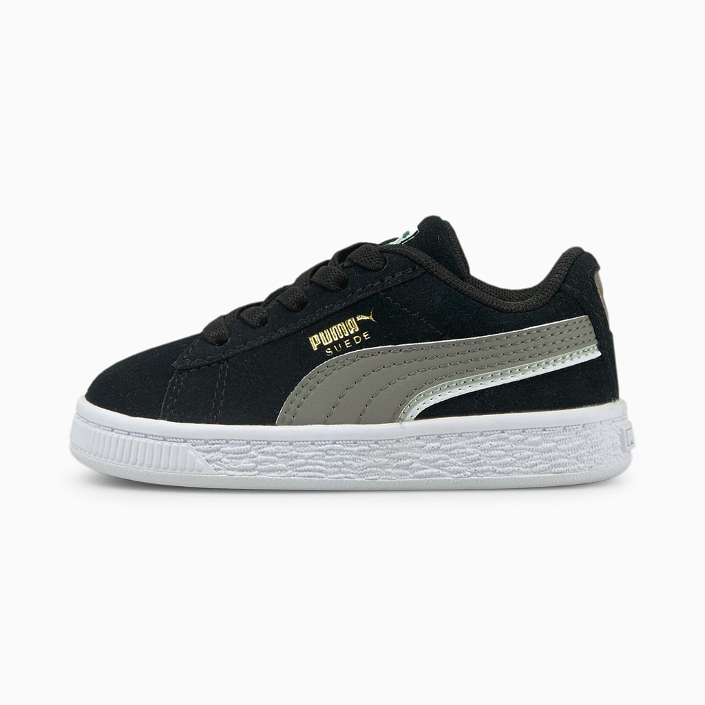 Black / Steel Gray / White Puma Suede Triplex Toddler Girls\' Basketball Shoes | 6783NYZWS