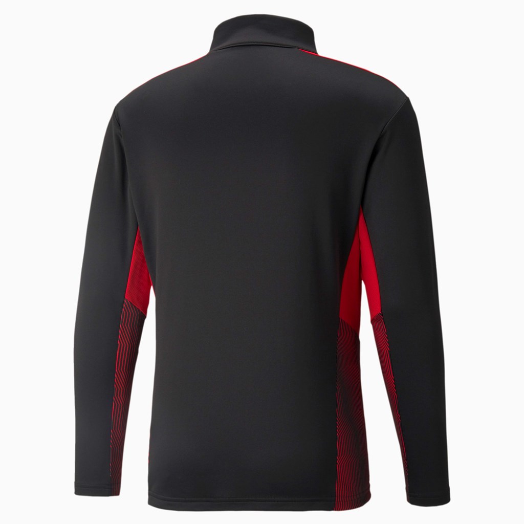 Black / Tango Red Puma AC Milan Training Quarter-Zip Soccer Men's Tee | 3108MAUJK