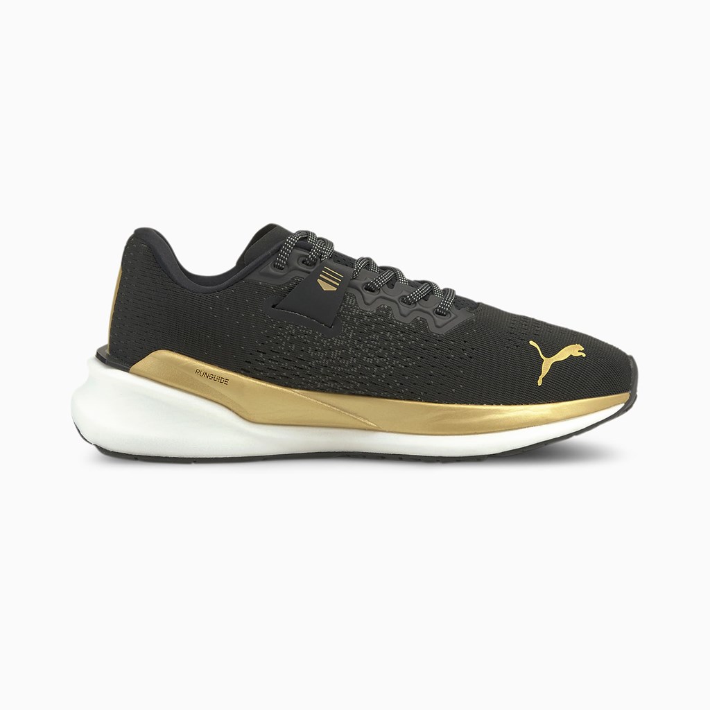 Black Team Gold Puma Eternity NITRO Women's Running Shoes | 5289NGFWK