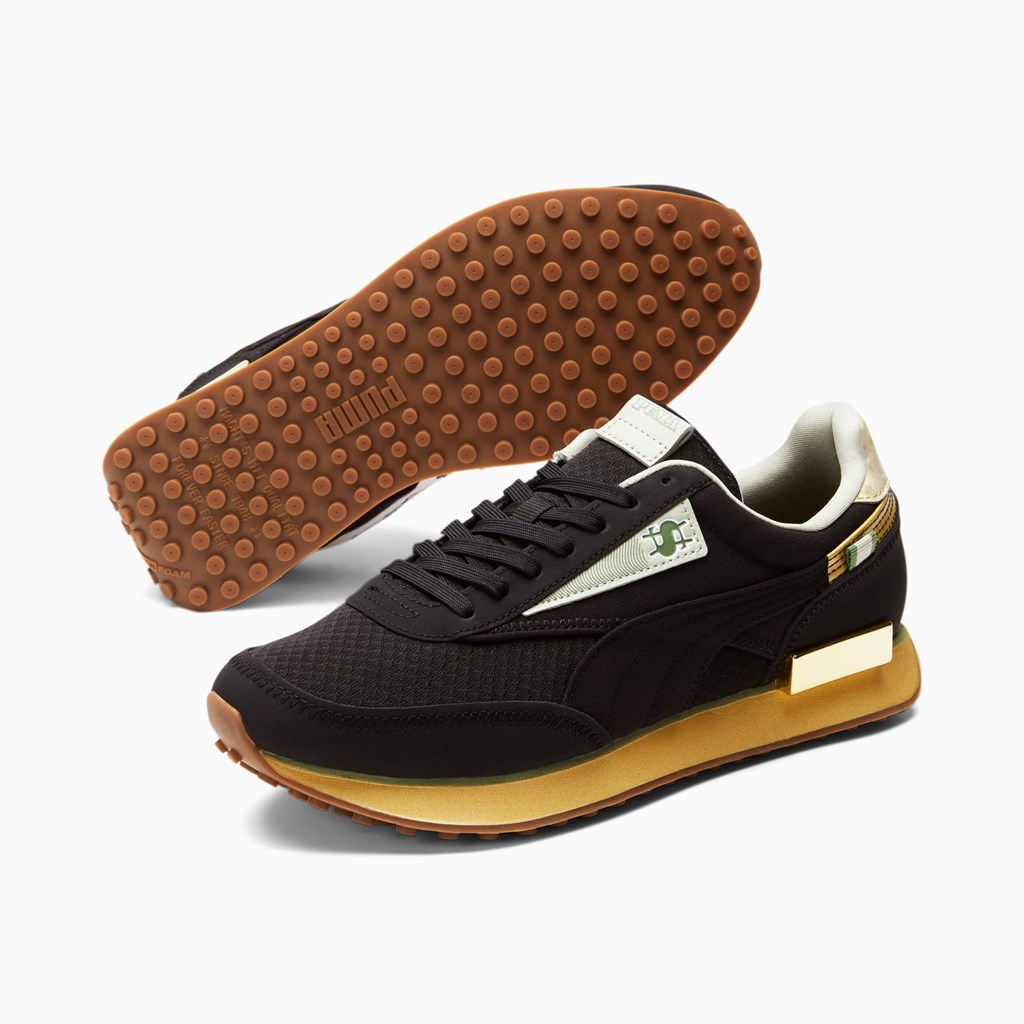 Black / Team Gold Puma Future Rider Big Spender Men's Sneakers | 5640SEAQJ