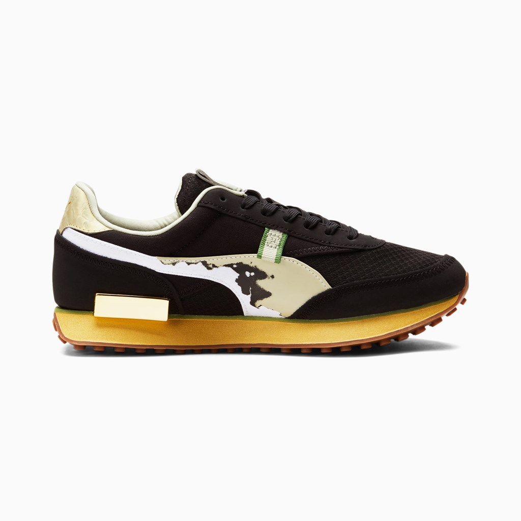 Black / Team Gold Puma Future Rider Big Spender Men's Sneakers | 5640SEAQJ