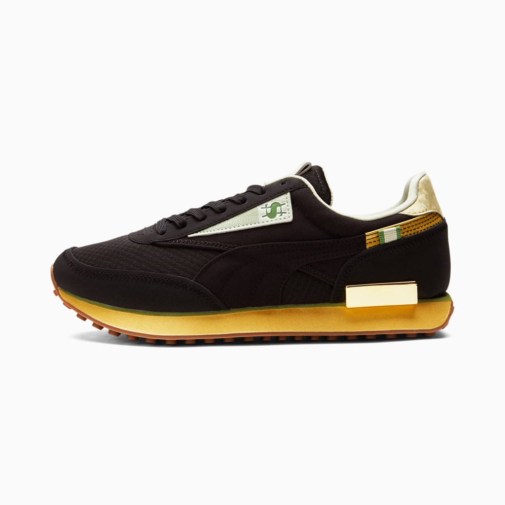 Black Team Gold Puma Future Rider Big Spender Women\'s Sneakers | 0678CYBWD