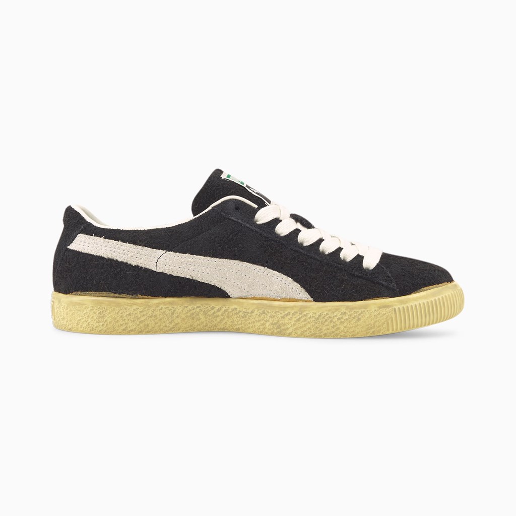 Black / Whisper White / Mellow Yellow Puma Suede VTG The NeverWorn Men's Sneakers | 8910XQNSW