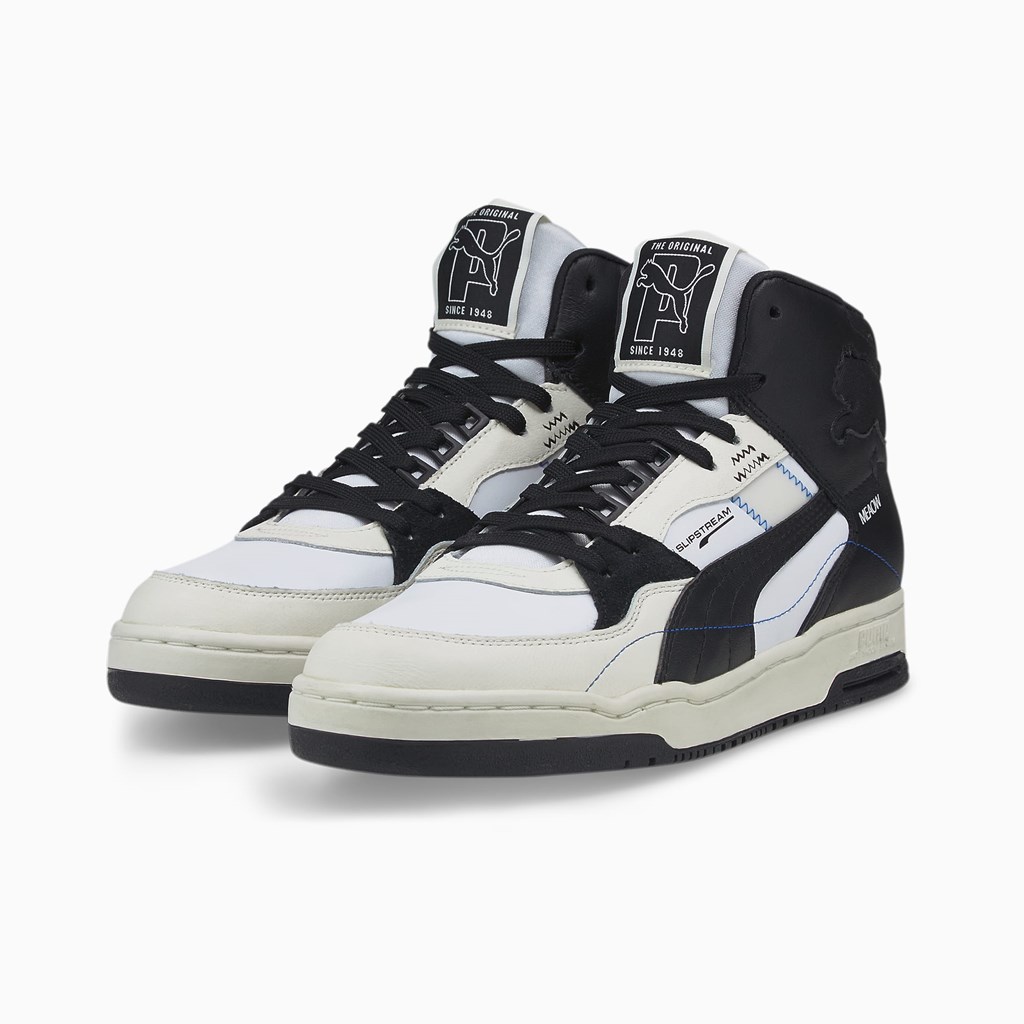 Black / Whisper White Puma PUMA x PUMA Slipstream Mid Men's Sneakers | 1548MYNKJ