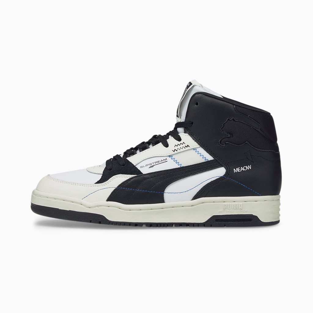 Black / Whisper White Puma PUMA x PUMA Slipstream Mid Men\'s Sneakers | 1548MYNKJ