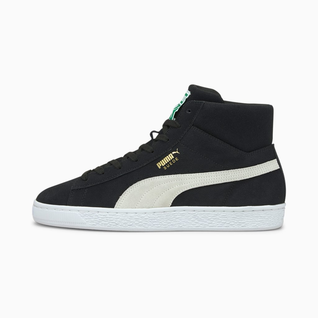 Black / White / Amazon Green Puma Suede Mid XXI Men\'s Sneakers | 9314DAHNV