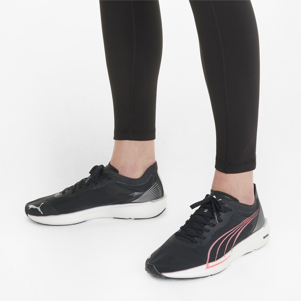 Black White / Elektro Peach Puma Liberate NITRO Women's Running Shoes | 1943KSZCG