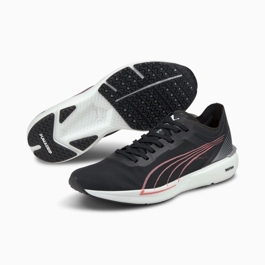 Black White / Elektro Peach Puma Liberate NITRO Women's Running Shoes | 1943KSZCG