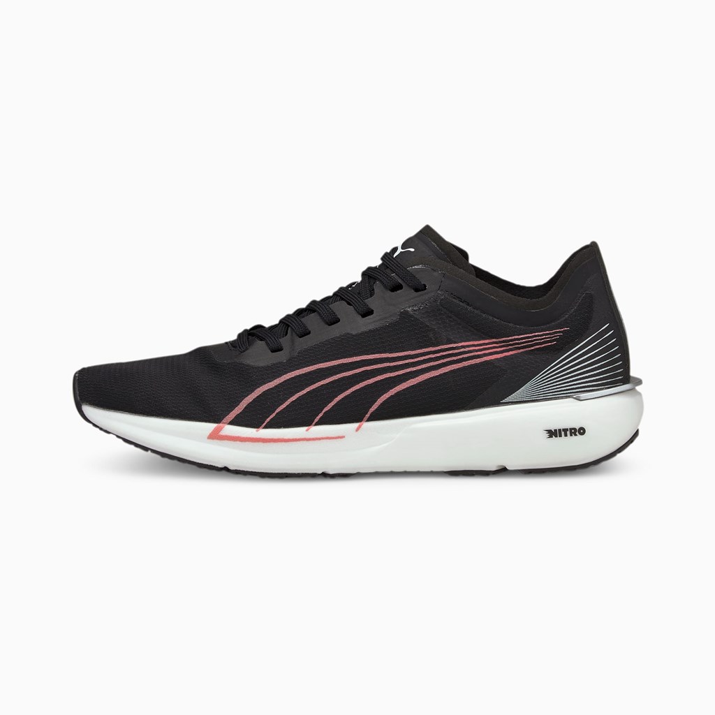 Black White / Elektro Peach Puma Liberate NITRO Women\'s Running Shoes | 1943KSZCG