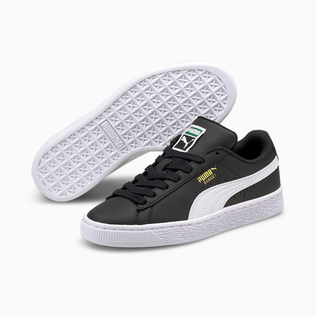 Black / White Puma Basket Classic XXI JR Boys' Sneakers | 5731NFSCH