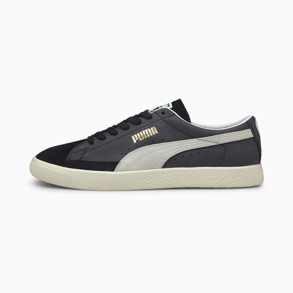 Black / White Puma Basket VTG Men\'s Sneakers | 9487FMBNS