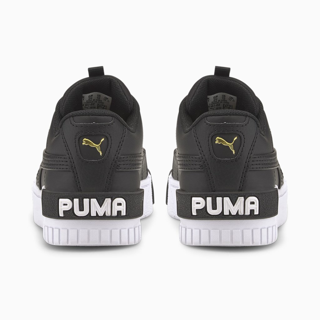 Black / White Puma Cali Sport Little Girls' Sneakers | 0125OXFAP