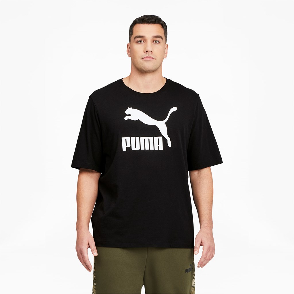 Black / White Puma Classics Logo BT Men\'s Tee | 8032LMUHG