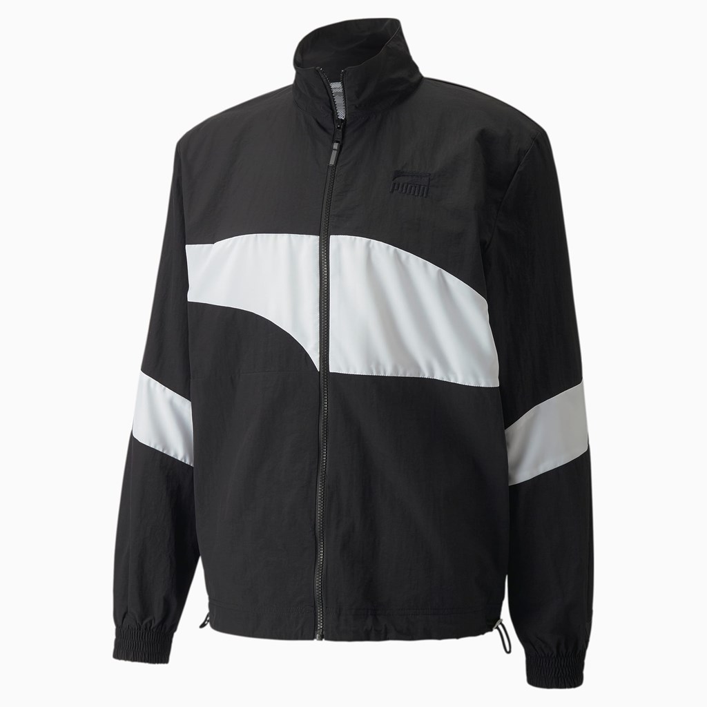 Black / White Puma Clyde Basketball Men's Jacket | 5417RLMBU