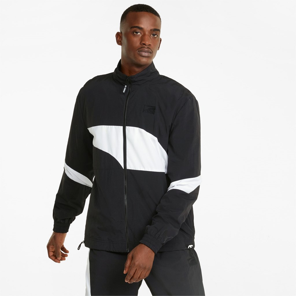 Black / White Puma Clyde Basketball Men\'s Jacket | 5417RLMBU