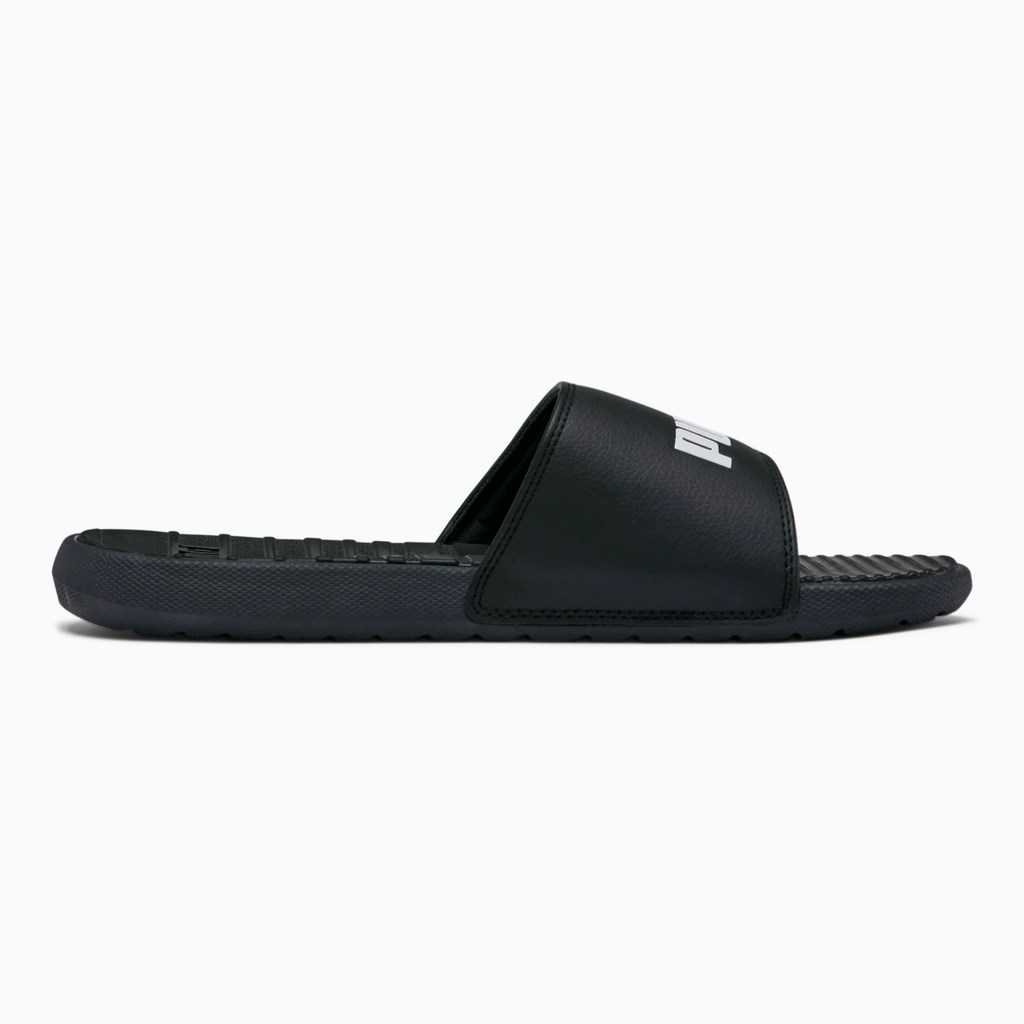 Black / White Puma Cool Cat Men's Slides | 1352DPJQF