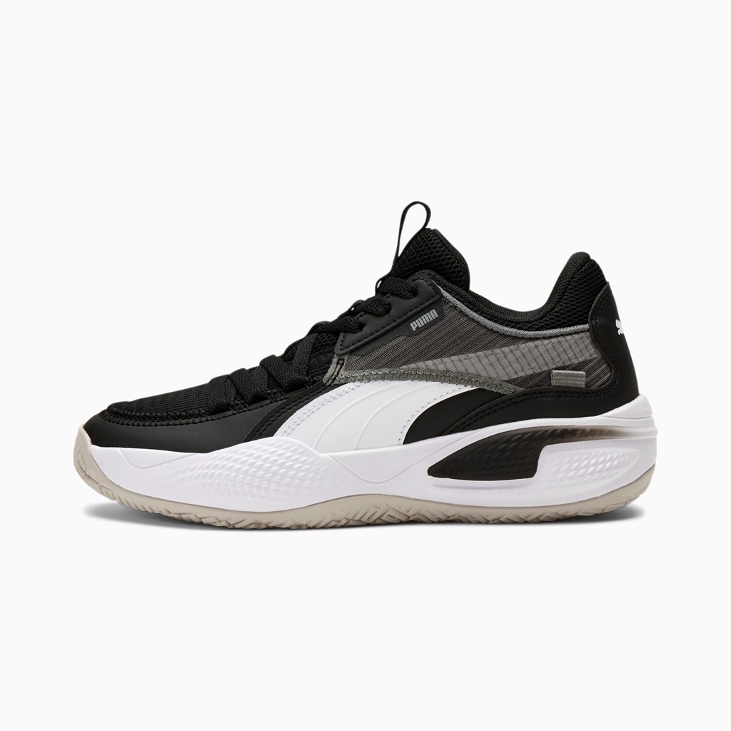 Black / White Puma Court Rider JR Boys\' Basketball Shoes | 0659HRQOV