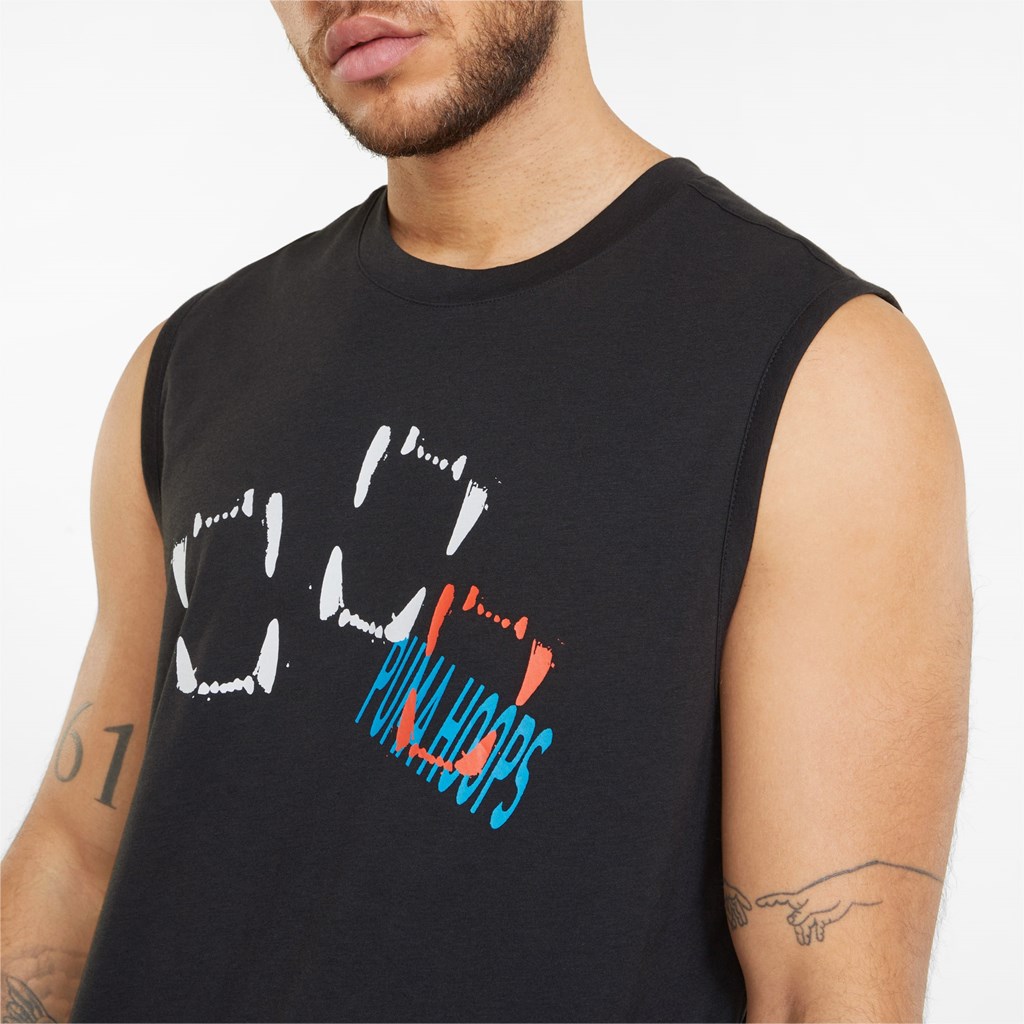 Black / White Puma Don't Flinch Basketball Men's Tank | 9352VTUPL