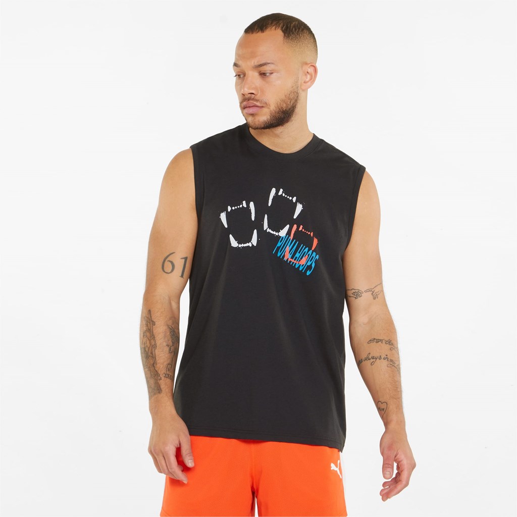 Black / White Puma Don't Flinch Basketball Men\'s Tank | 9352VTUPL