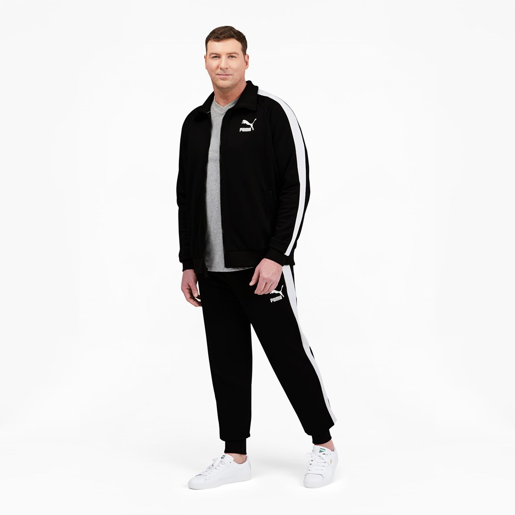 Black / White Puma Iconic T7 Track BT Men's Jacket | 0951OYXVM