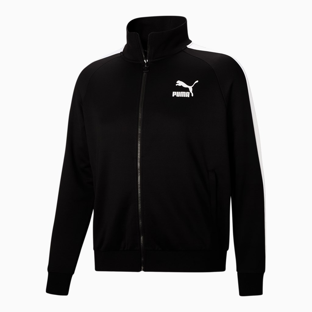 Black / White Puma Iconic T7 Track BT Men's Jacket | 0951OYXVM