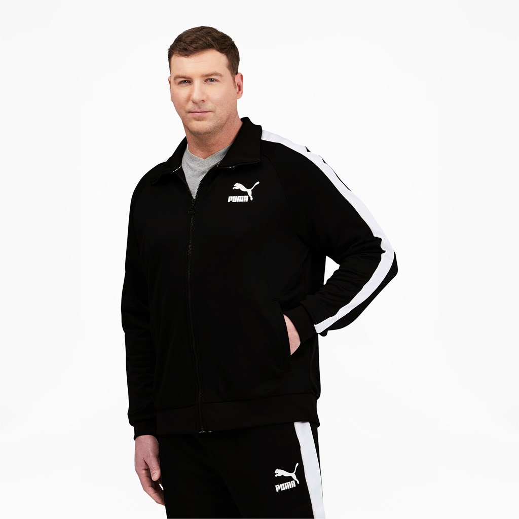 Black / White Puma Iconic T7 Track BT Men\'s Jacket | 0951OYXVM