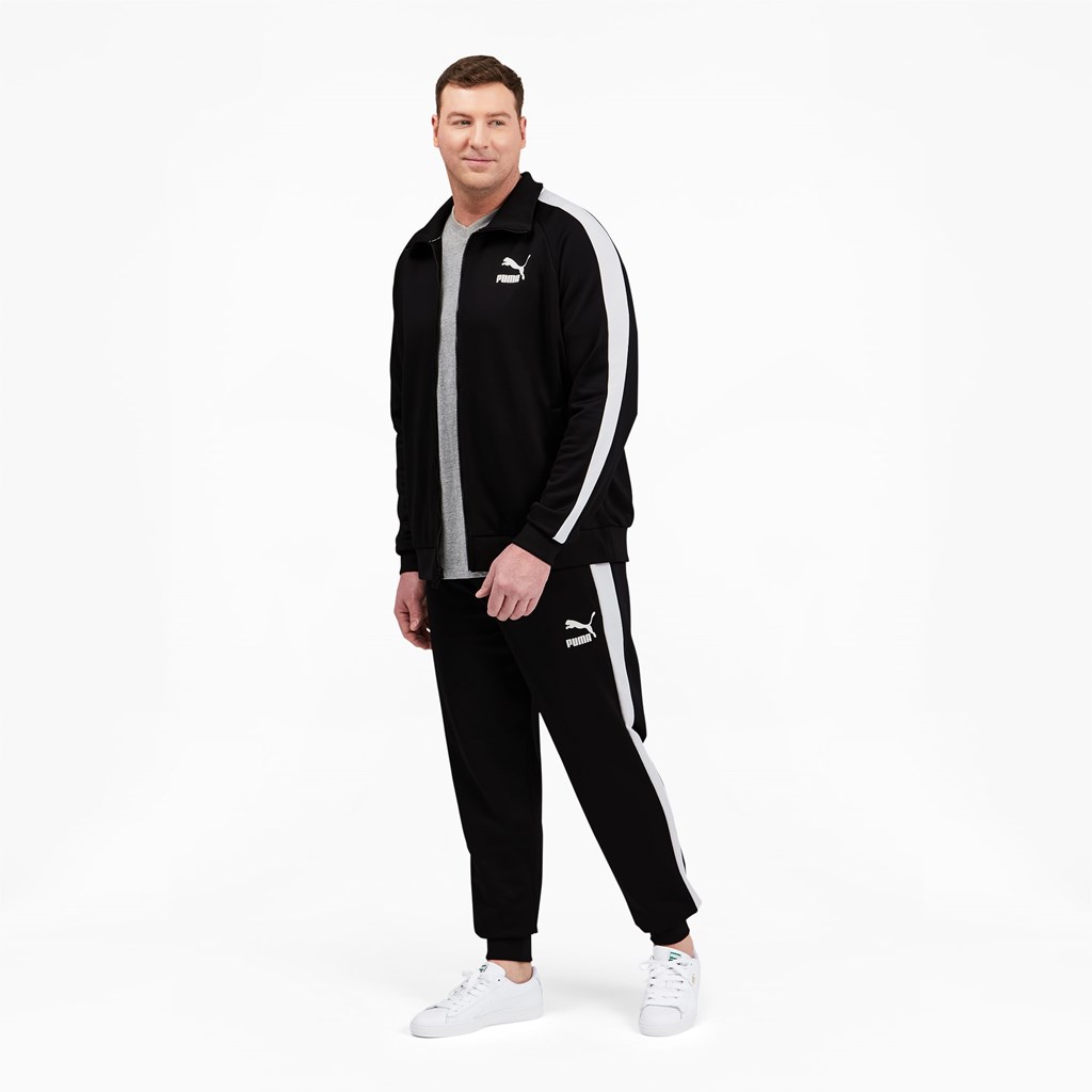 Black / White Puma Iconic T7 Track BT Men's Pants | 1589XIGYA