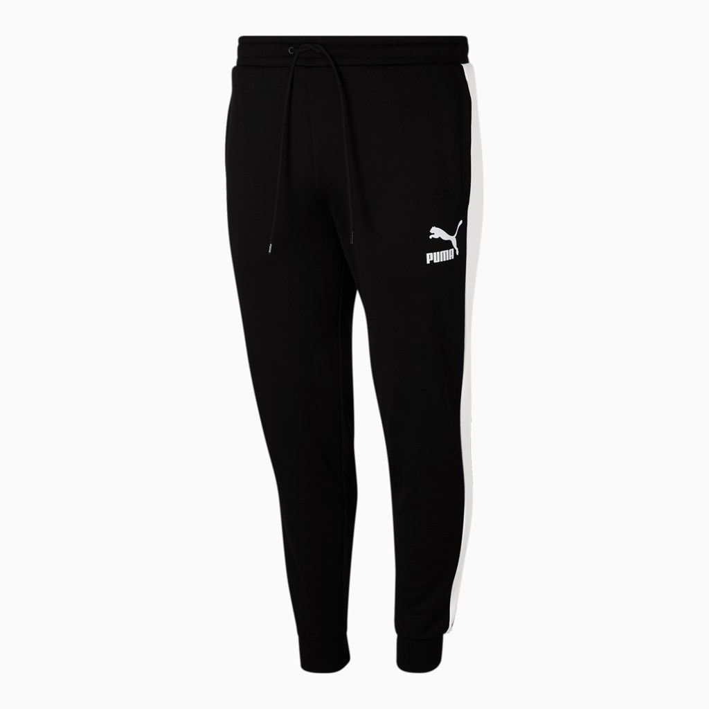 Black / White Puma Iconic T7 Track BT Men's Pants | 1589XIGYA