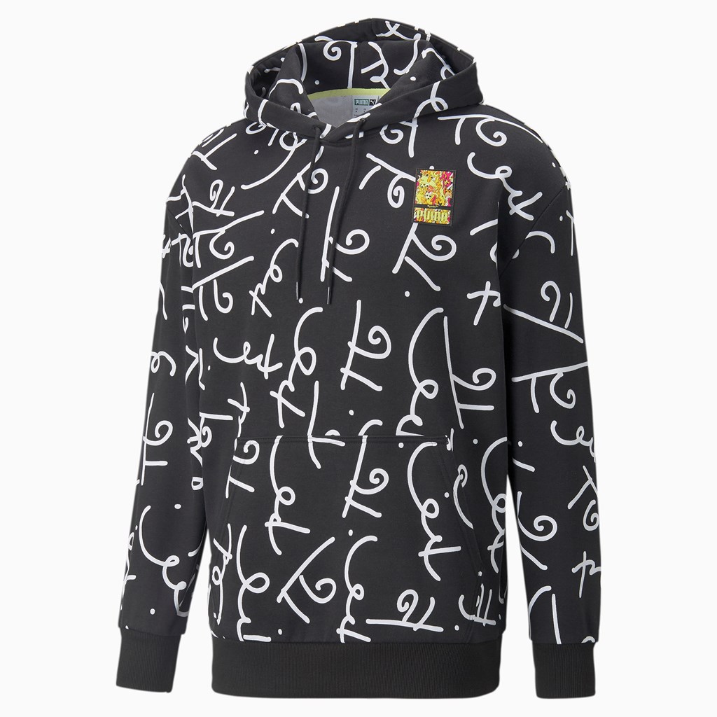 Black / White Puma PUMA x BRITTO Printed Men's Hoodie | 5627FTSJZ