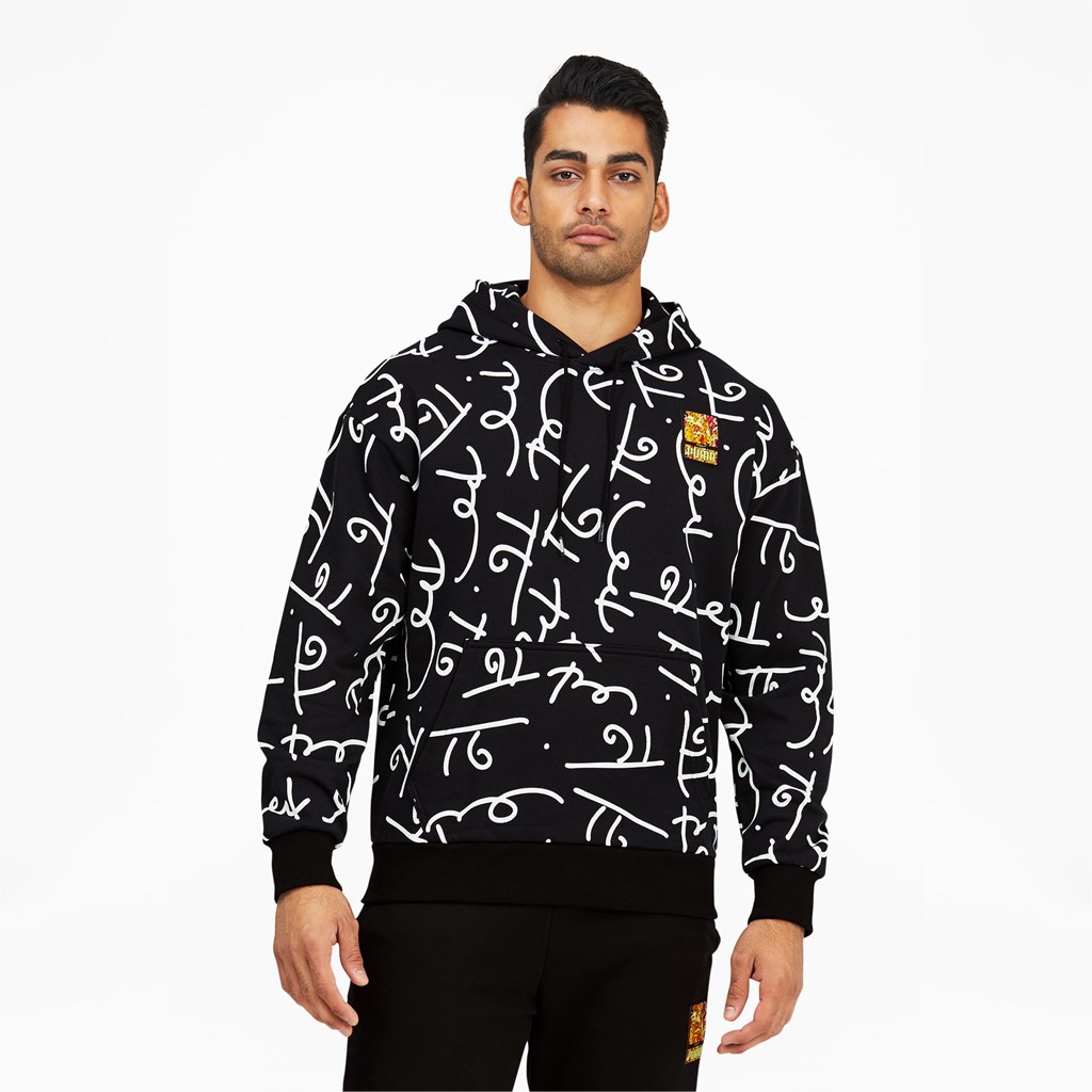 Black / White Puma PUMA x BRITTO Printed Men\'s Hoodie | 5627FTSJZ