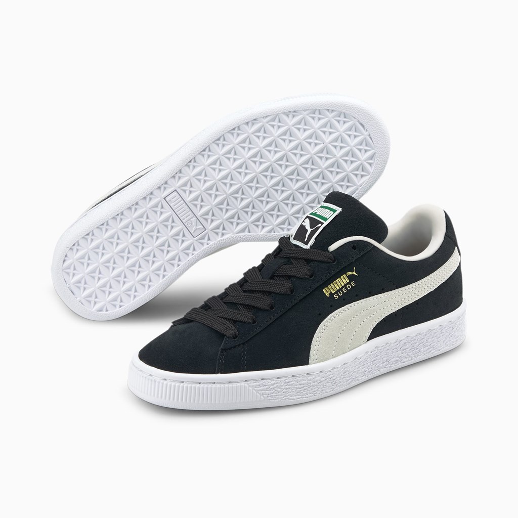 Black / White Puma Suede Classic XXI JR Girls' Sneakers | 5813TMWFK