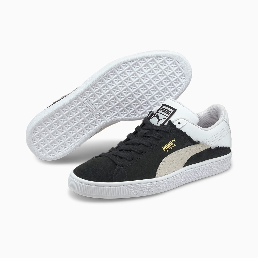 Black / White Puma Suede Layers Men's Sneakers | 0153MLFXS