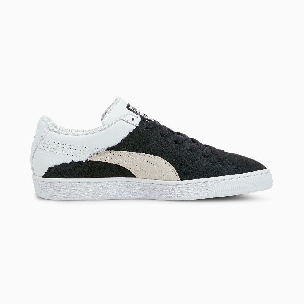 Black / White Puma Suede Layers Men's Sneakers | 0153MLFXS