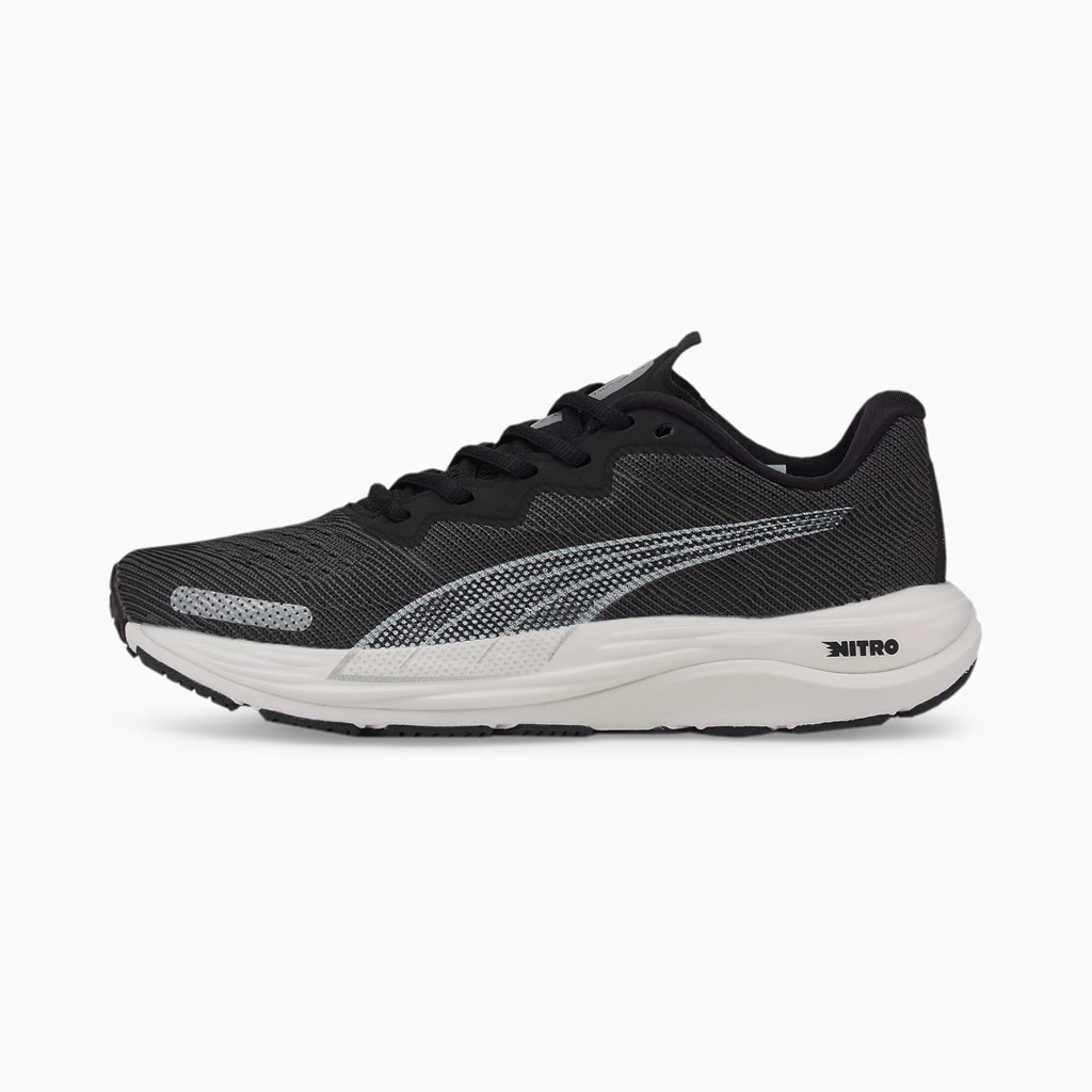 Black White Puma Velocity NITRO 2 Women\'s Running Shoes | 2903FEIQU