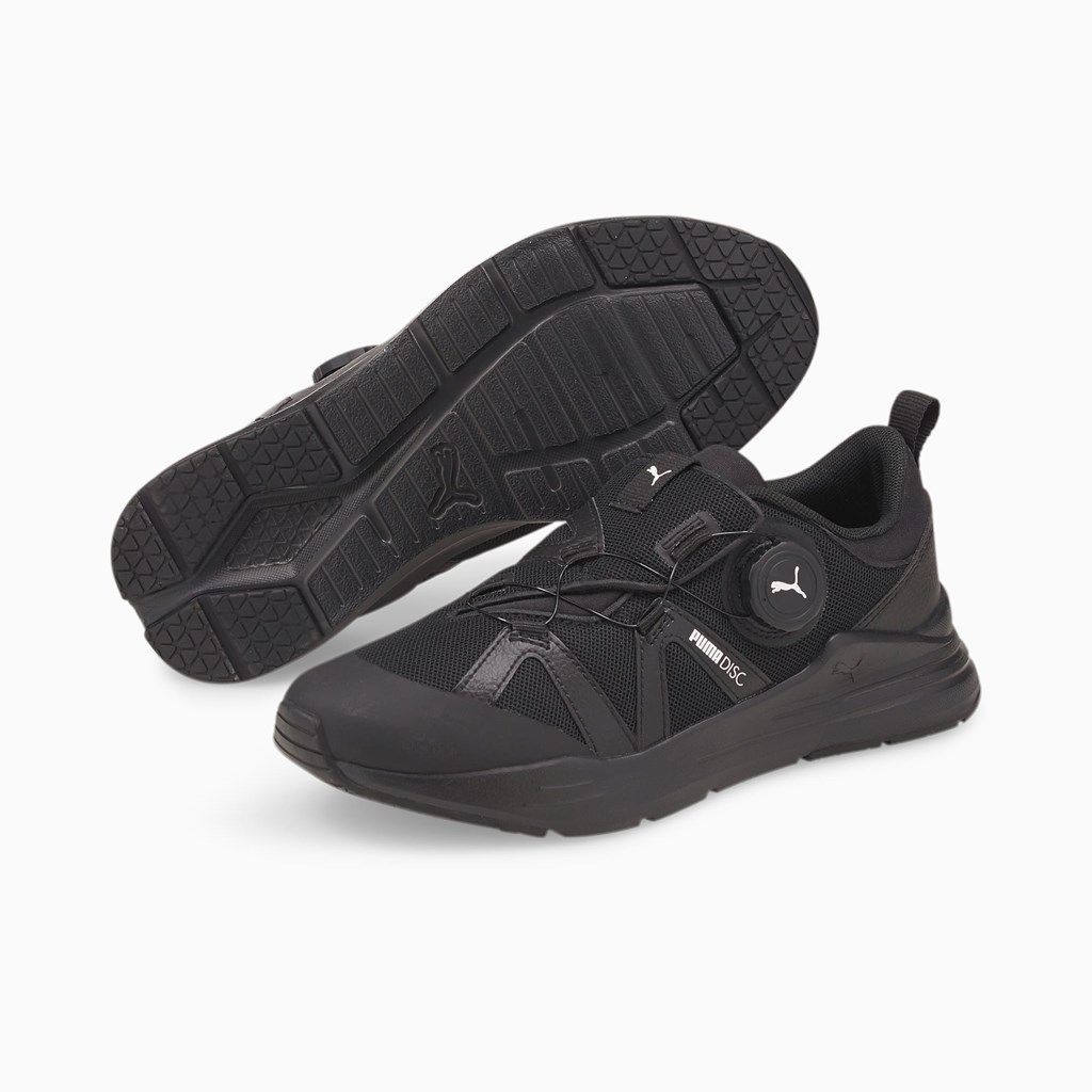 Black / White Puma Wired Run Disc JR Boys' Sneakers | 5038VLSQN