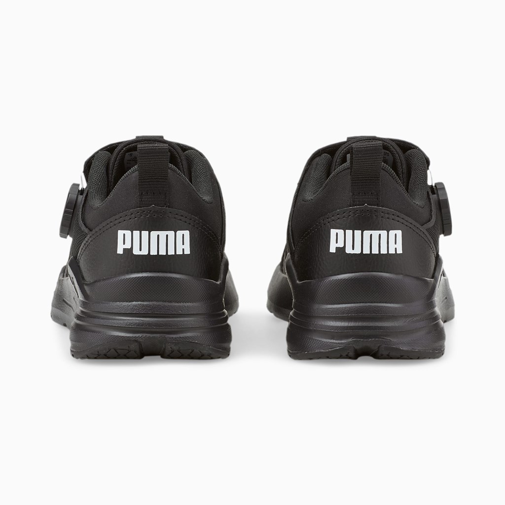 Black / White Puma Wired Run Disc JR Girls' Sneakers | 1267TRQWJ