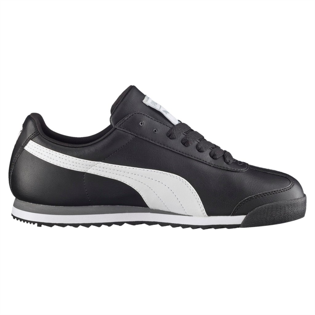 Black / White / Silver Puma Roma Basic JR Boys' Sneakers | 4253NCMVI