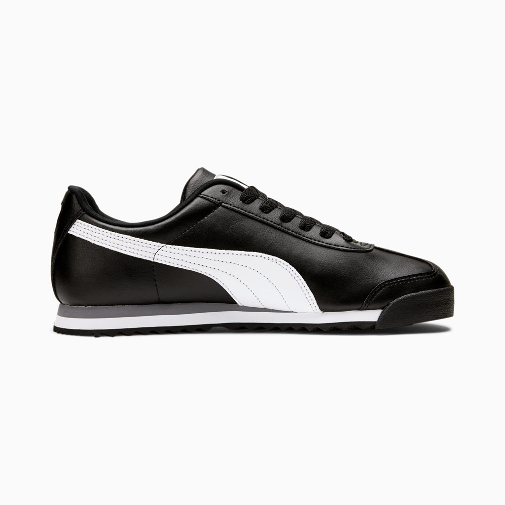 Black / White / Silver Puma Roma Basic Men's Sneakers | 2468JLDWH