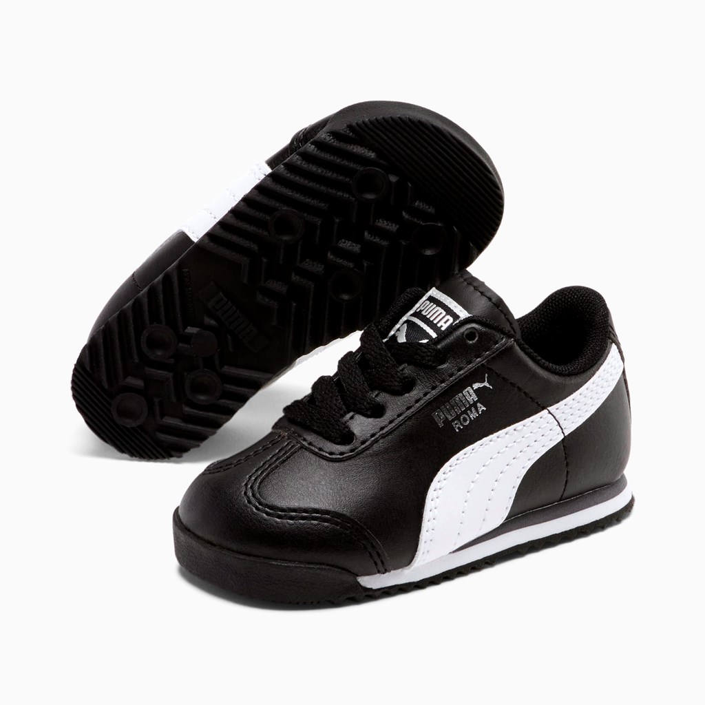 Black / White / Silver Puma Roma Basic Toddler Boys' Sneakers | 3540JIOVW