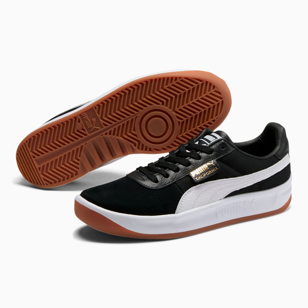 Black / White / Team Gold Puma California Casual Men's Sneakers | 2065TZCQY