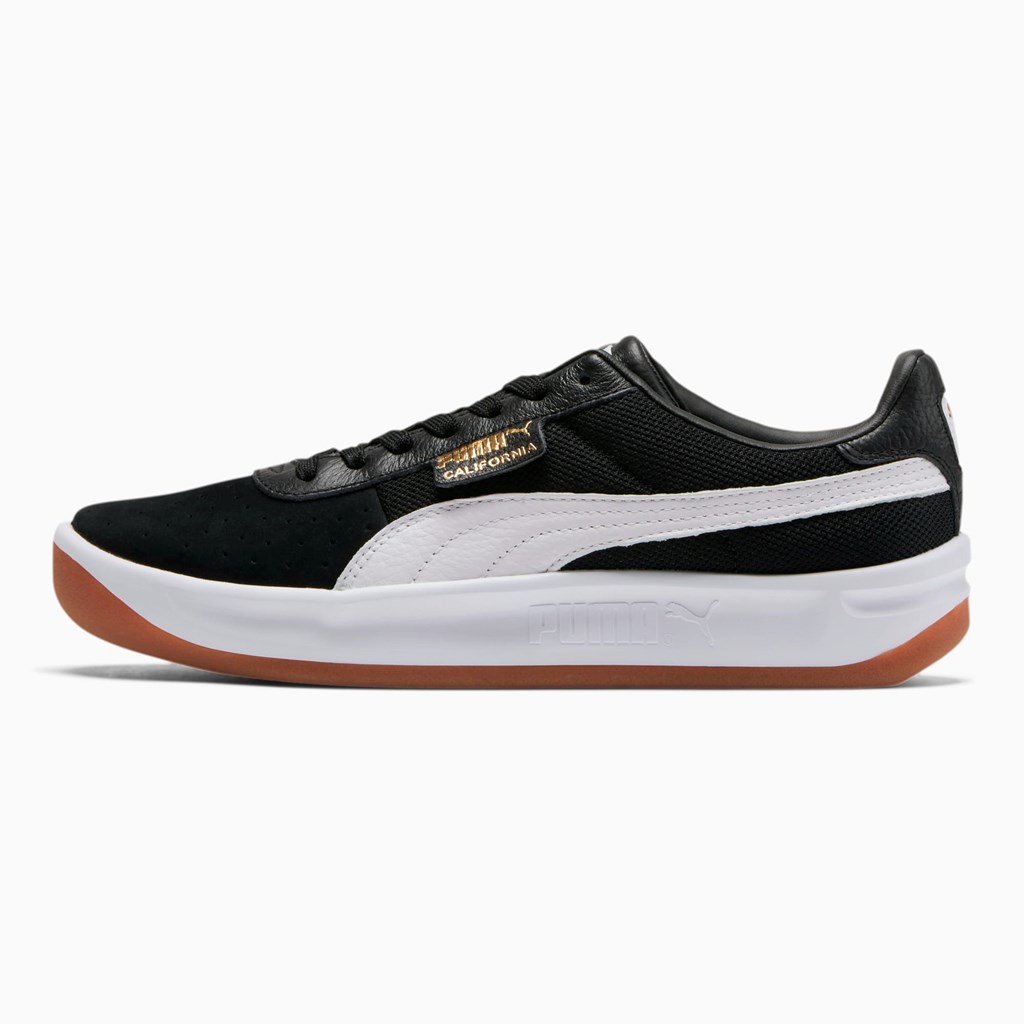 Black / White / Team Gold Puma California Casual Men\'s Sneakers | 2065TZCQY