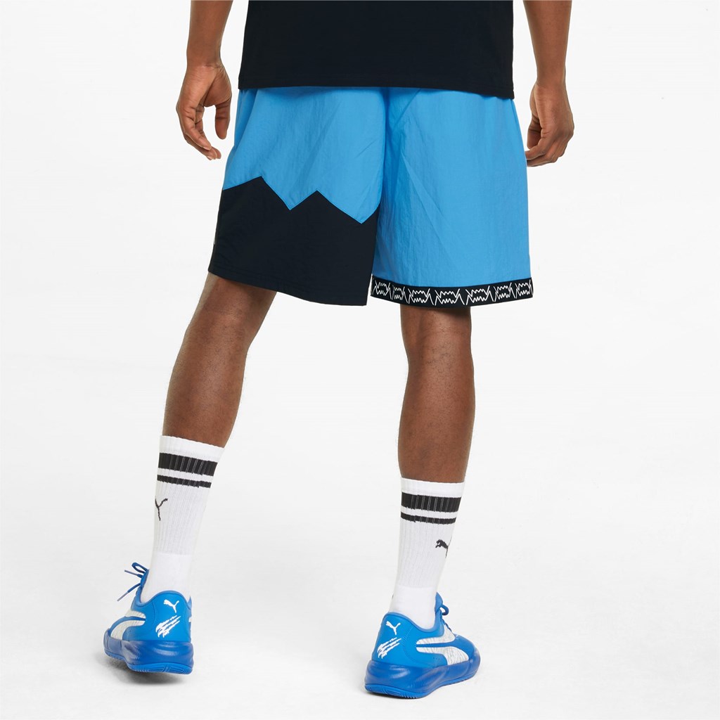 Bleu Azur / Black Puma Jaws Woven Basketball Men's Shorts | 8756IELJU