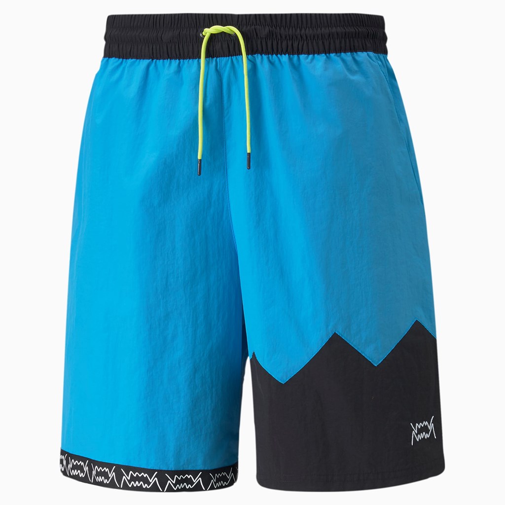 Bleu Azur / Black Puma Jaws Woven Basketball Men's Shorts | 8756IELJU