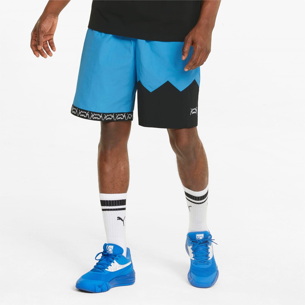 Bleu Azur / Black Puma Jaws Woven Basketball Men\'s Shorts | 8756IELJU