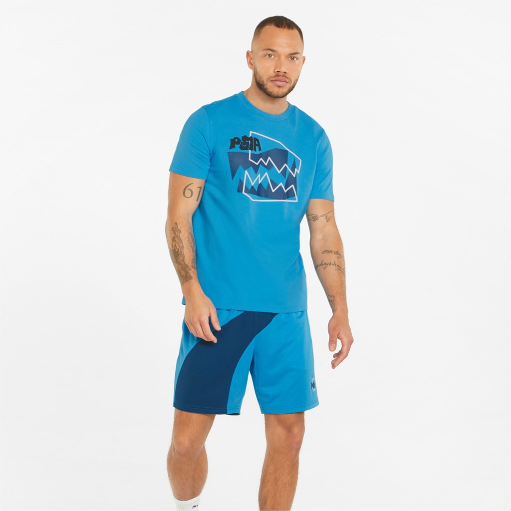 Bleu Azur Puma 4th Quarter Basketball Men's Tee | 9016HXCZY